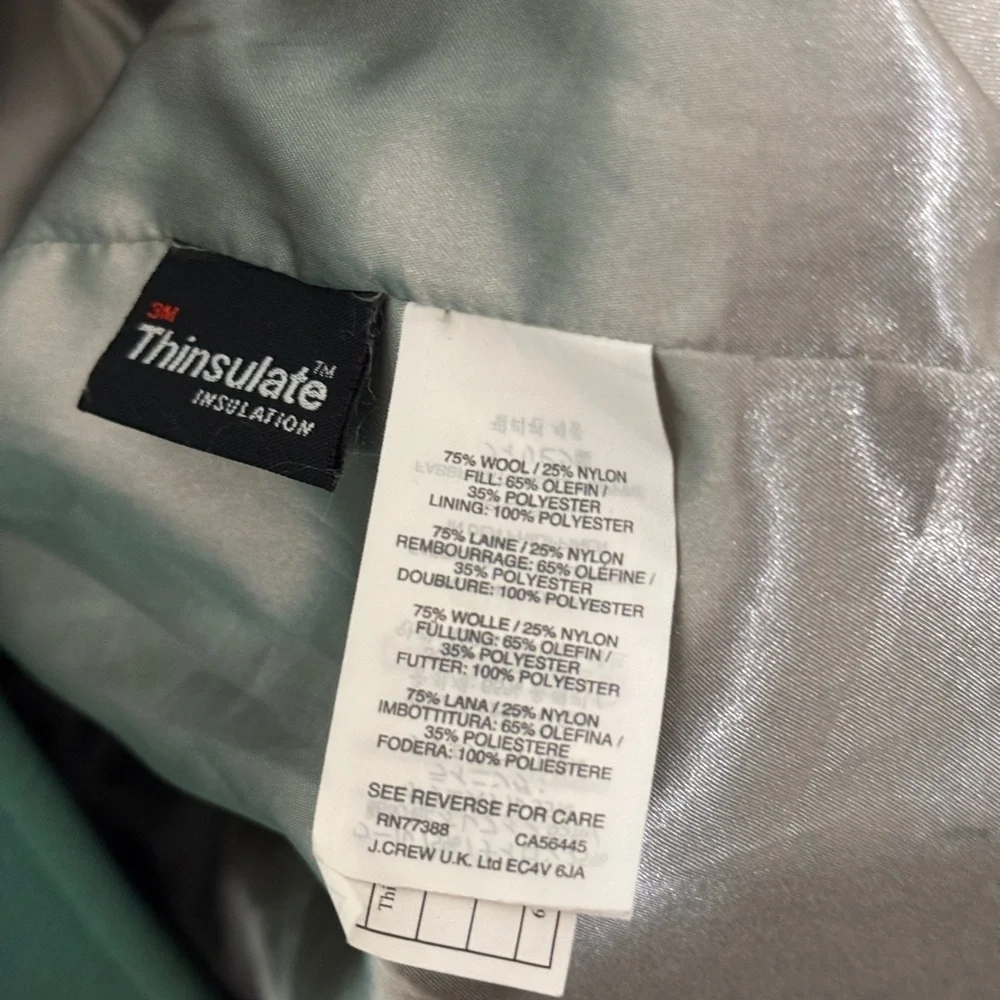 J Crew Classic Lady Day Coat Size 2 Wool Double Cloth Green